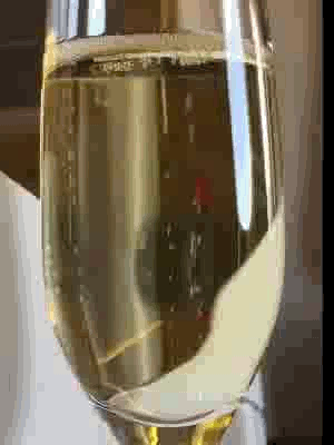 Bubbles in a champagne glass.