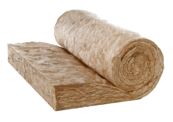 A roll of glass wool insulation