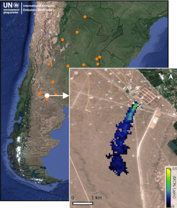 Methane event detections in Argentina, 2021-2023, by the ESA's Sentinel-5P satellite.